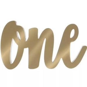 Gold One 1st Birthday Block Letter Sign